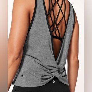 Lululemon Twist It Tank wee stripe black white black open back size 6